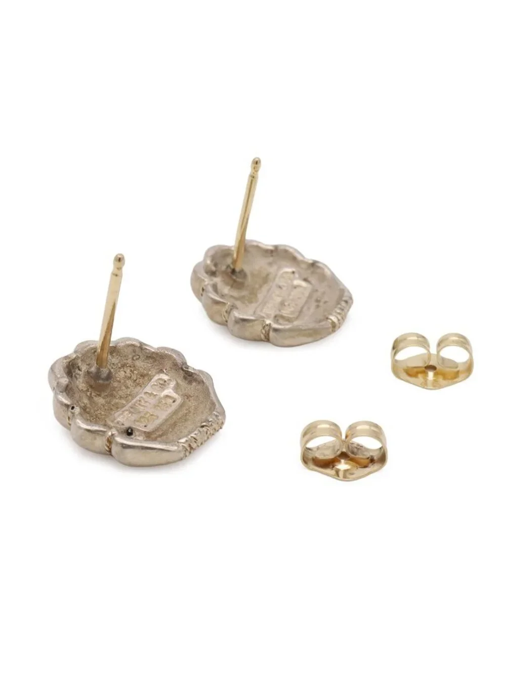 Tiffany & Co Shell Motif Stud Earrings Combination Silver 18k Yellow Gold